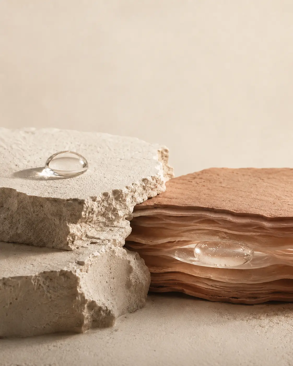 Composición abstracta de capas que representa la arquitectura de la barrera cutánea