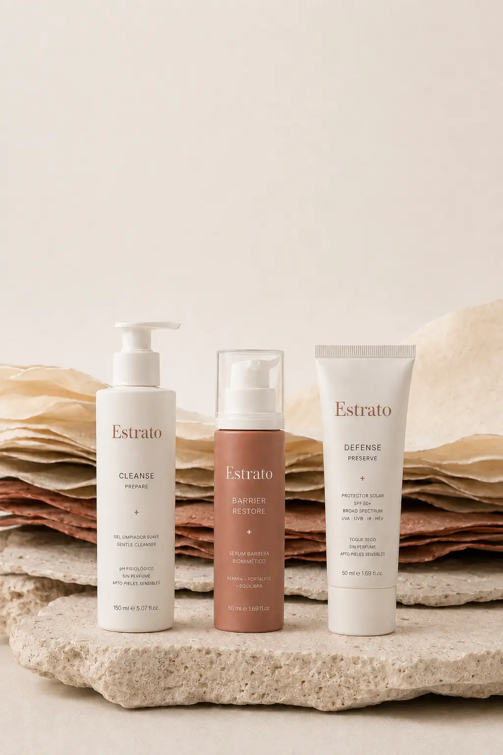 Cleanse, Barrier y Defense, los tres productos CORE de ESTRATO